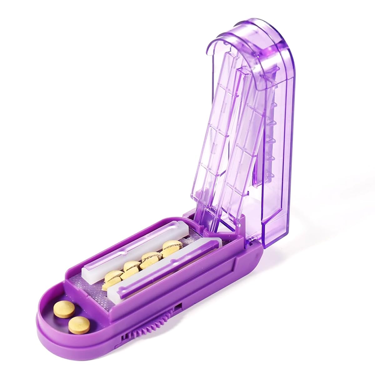 HANNEA Multiple Pill Splitter, Adjustable Pill Splitter Cutter with Accurate Pill Alignment, Stainless Steel Cutting Blade and Blade Guard for Multi Tablets, Vitamins, Purple HANNEA Multiple Pill Splitter, Adjustable Pill Splitter Cutter with Accurate Pill Alignment, Stainless Steel Cutting Blade and Blade Guard for Multi Tablets, Vitamins, Purple